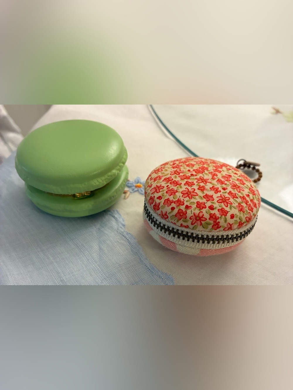 Set of Two - Trinket box/purse/containers - French Macarons